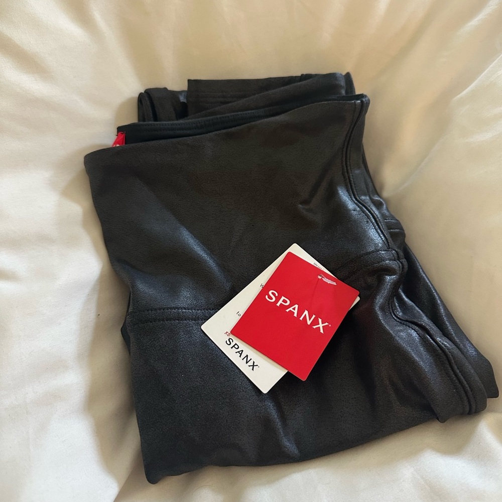 Faux leather spanx leggings